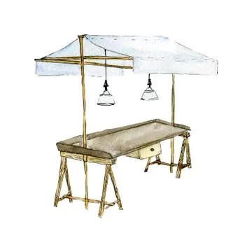 Wooden table with a canopy Stock Illustration