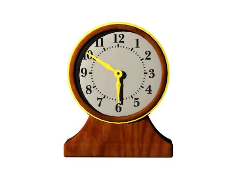 Wooden table clock with dial and hands Illustrazione stock