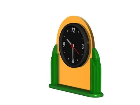 Wooden table clock with dial and hands Illustrazione stock