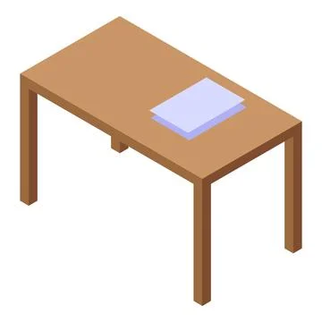 Wooden table with documents isometric view イラスト素材