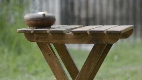 WOODEN TABLE Stock Footage