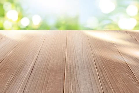 Wooden table with glitter backdrop Stock Illustration