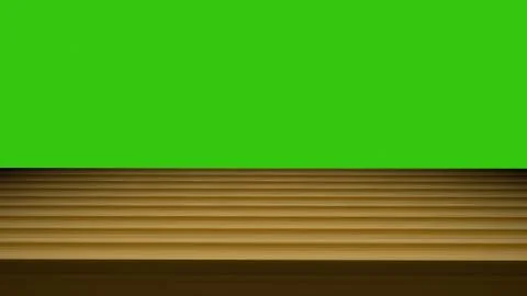 Wooden table with green background Stock Photos