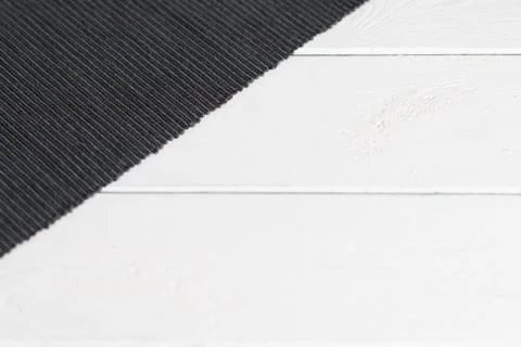 Wooden table with napkin Stock Photos