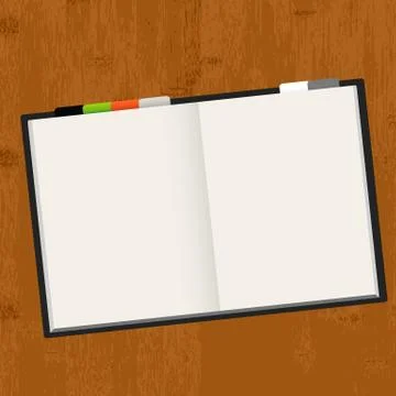 Wooden table with notebook Stock Illustration