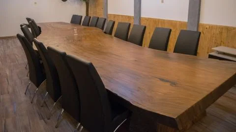 Wooden table in office meeting room Stock Photos