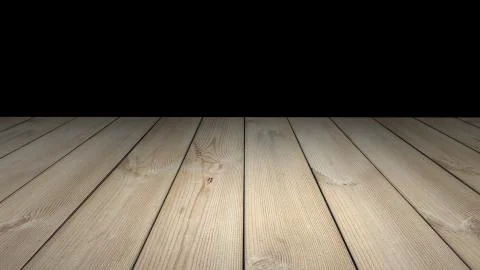 Wooden table perspective with black background Stock Photos