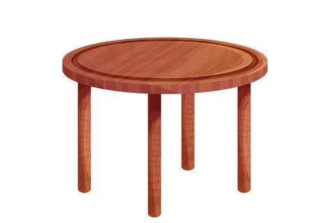 Wooden table round desk tectured in comic cartoon style isolated on white Illustrazione stock