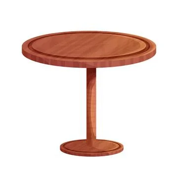 Wooden table round desk tectured in comic cartoon style isolated on white Stock Illustration