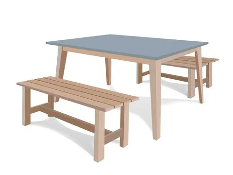 Wooden Table Set Illustrazione stock