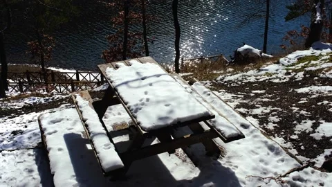 Wooden table in snow Stock-Footage 232779068