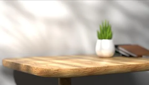 Wooden table surface, empty backdrop for product placement, simple and clean  Stock Photos