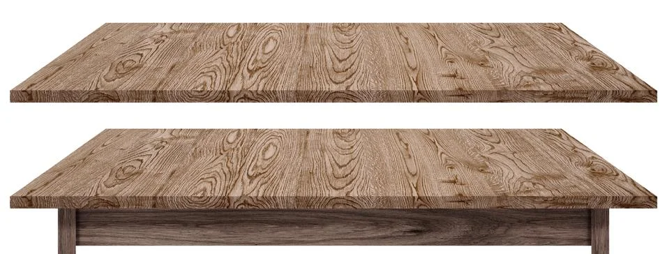 Wooden table top and shelf isolated on white Stock Illustration