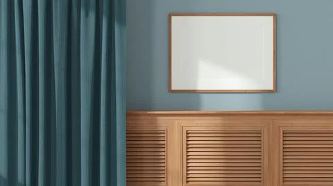 Wooden table top, cabinet, panel with shutters close up. Herringbone fabric c Stock Illustration