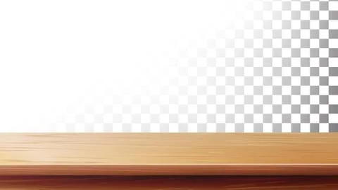 Wooden Table Top Vector. Isolated On Transparent Background Illustrazione stock