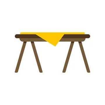 Wooden table with yellow tablecloth flat icon design Stock Illustration