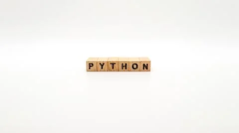 Wooden Text Block of "PYTHON" on Isolated Background 写真素材