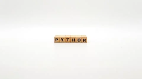 Wooden Text Block of "PYTHON" on Isolated Background 写真素材