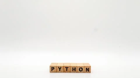 Wooden Text Block of "PYTHON" on Isolated Background 스톡 사진