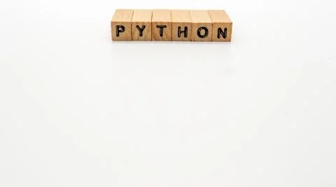 Wooden Text Block of "PYTHON" on Isolated Background Stock-Fotos