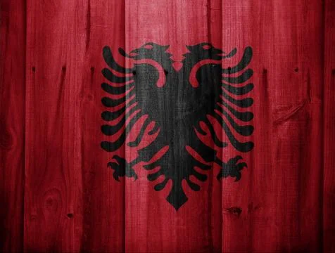 Wooden texture with flag Stock Photos