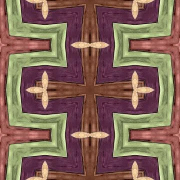 Wooden texture as kaleidoscopically generated background, seamless Stock Illustration