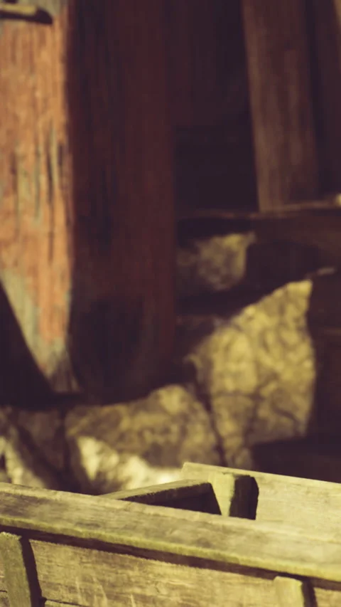 Wooden textures and warm light create a charming rustic vibe Stock Footage 331840402