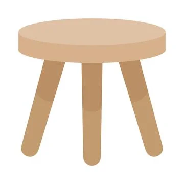 Wooden Three Legged Stool Vector Stock Illustration