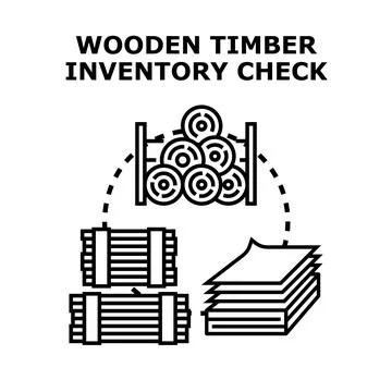 Wooden timber resource inventory tracking documenting process Stock Illustration