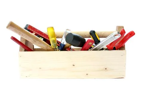 Wooden tool box Stock Photos