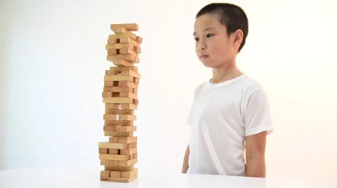 Wooden tower fail Stock Footage 56054143