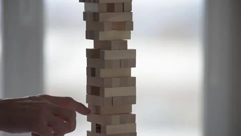 Wooden tower falling Stock Footage 219812224