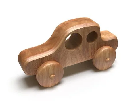 Wooden toy car. Isolated on white background Stock Illustration