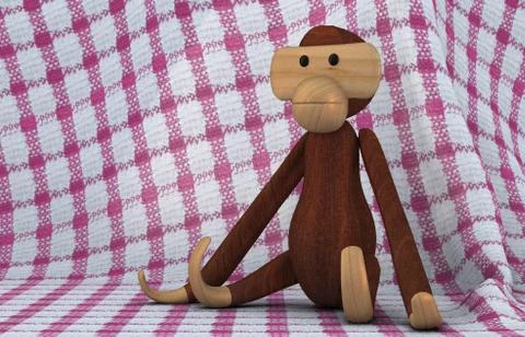 Wooden Toy Monkey Stock Illustration