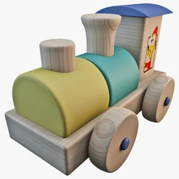 Wooden Toy Train 2 3D Model