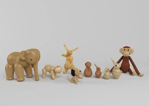 Wooden Toys selection Computer generated 3D illustration Stock-Illustration