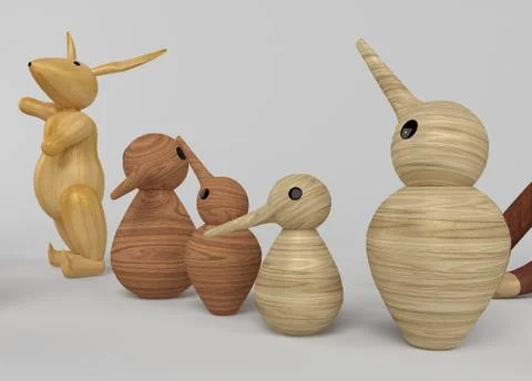 Wooden Toys selection Computer generated 3D illustration Illustrazione stock