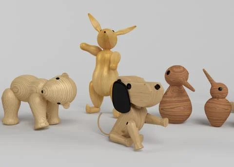 Wooden Toys selection Computer generated 3D illustration Stock Illustration