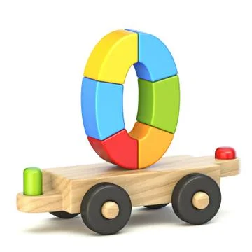 Wooden train Number 0 ZERO 3D イラスト素材