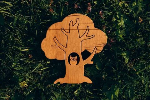 Wooden Tree Shape with Branches on Grass Stock Photos