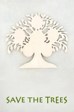 Wooden Tree Shape Save the Trees Concept Design Fotos Stock