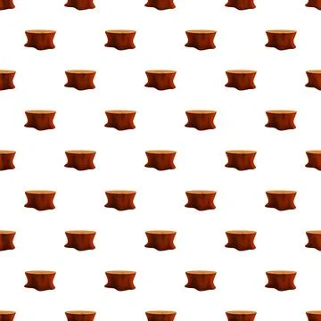 Wooden tree stumps repeating pattern on white background Stock Illustration