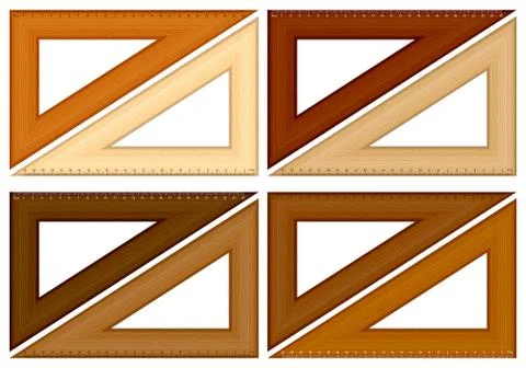 Wooden triangle ruler Stock Illustration