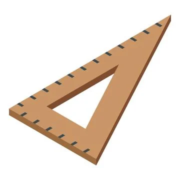 Wooden triangular ruler lying on white background 스톡 일러스트