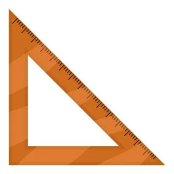 Wooden triangular ruler lying on white background Stock Illustration