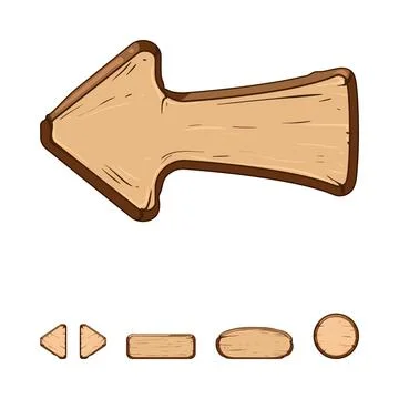 Wooden user interface elements for game design Stock Illustration
