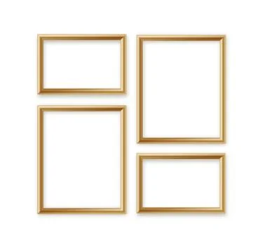 Wooden vector photo frame collection. 3D picture frame design vector for image Stock Illustration