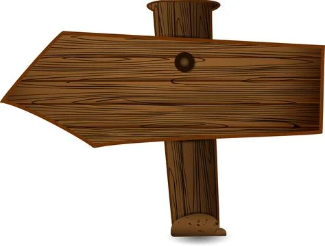 Wooden vector pointer to the left in the form of an arrow. Ilustración de archivo