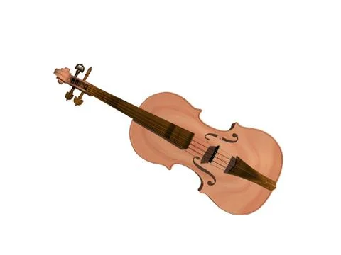 Wooden violin with strings Stock Illustration