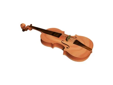 Wooden violin with strings Stock Illustration